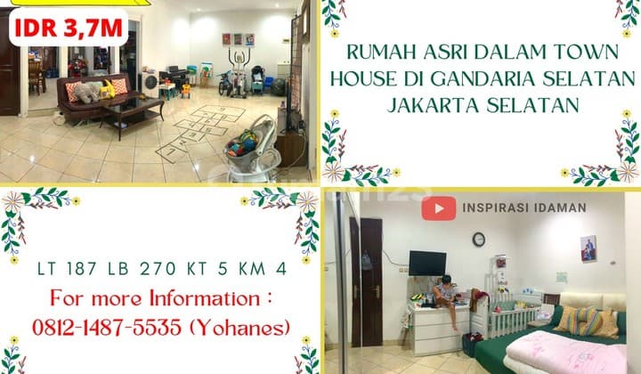 Townhouse Gandaria 187Mtr Quick Sale Near MRT Cipete Fatmawati
