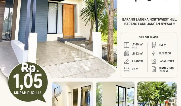 Murah 1 Milyaran Dijual Rumah Citraland Northwest Hill Surabaya Barat Modern 2 Lantai Spesial 2 Kamar Tidur Bonus 2 Ac, Kanopy Carport Plus Kanopy Halaman Belakang Rapi, Siap Huni Kondisi Baru Dekat Citra Kasih, Citra Berkat, Sport Center, Uc, Pasar Moder