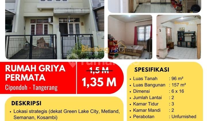 Dijual Cepat Rumah Siap Huni, Griya Permata Cipondoh Tangerang