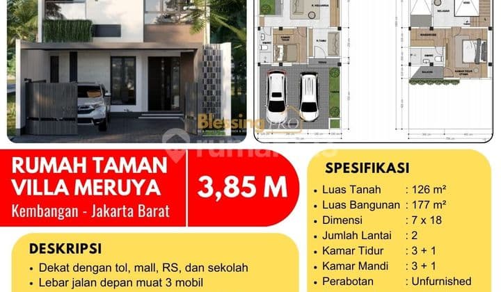Dijual Rumah Baru Taman Villa Meruya, Kembangan, JakBar