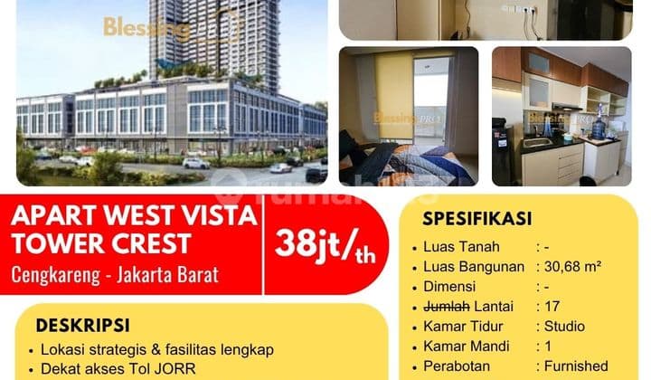 Disewakan Apart Studio Fully Furnished di West Vista, Cengkareng