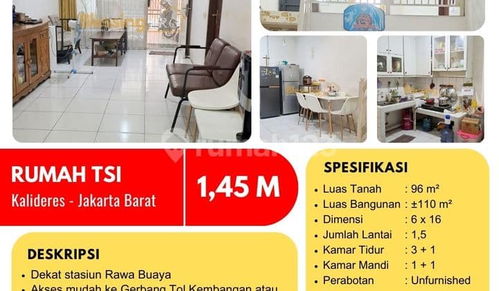 Dijual Rumah 1,5 Lantai Taman Semanan Indah (Tsi), Kalideres, Jakbar