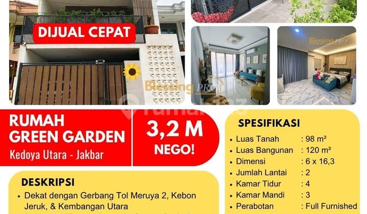 Dijual Cepat Rumah Full Furnished Green Garden, Kedoya Utara, Jakarta Barat