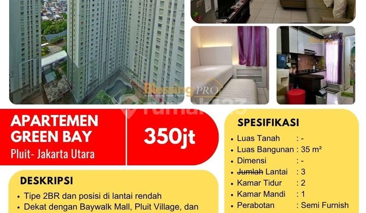 Dijual Apart 2 Bedroom Semi Furnish, Green Bay, Pluit, Jakut