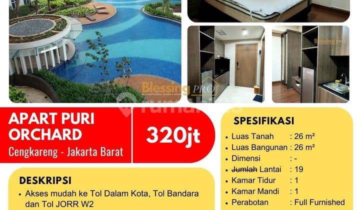 For Sale Quick Apart Puri Orchard, Fully Furnished, West Jakarta
