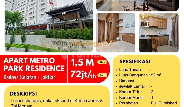 Disewakan Apart Full Furnished Metro Park Residence, Kedoya Selatan