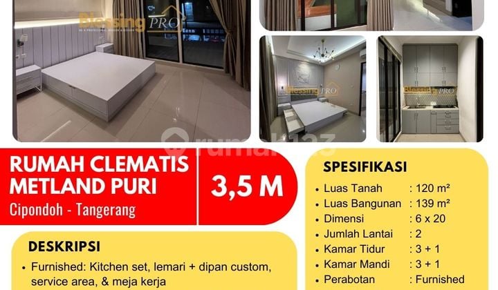 Dijual Rumah Bagus Furnished Cluster Clematis, Metland Puri, Cipondoh
