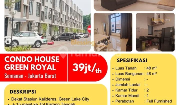 Disewakan Condo House Green Royal, Fully Furnished, Semanan, Kalideres