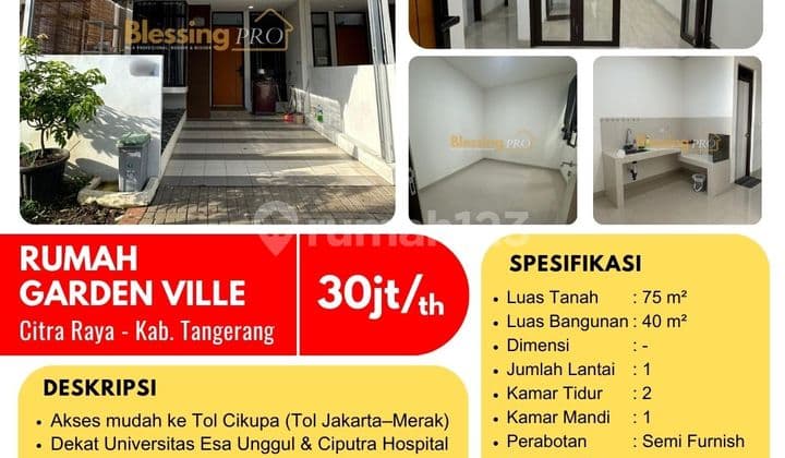 Disewakan Cepat Rumah Garden Ville Citra Raya, Panongan, Cikupa