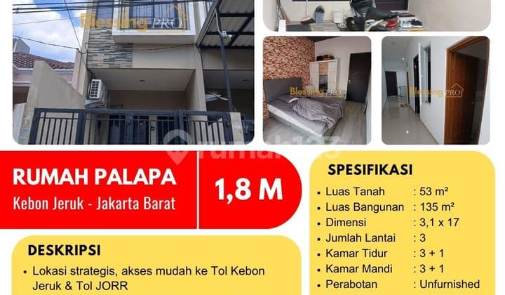 Dijual Rumah 3 Lantai Palapa, Kebon Jeruk, Jakarta Barat