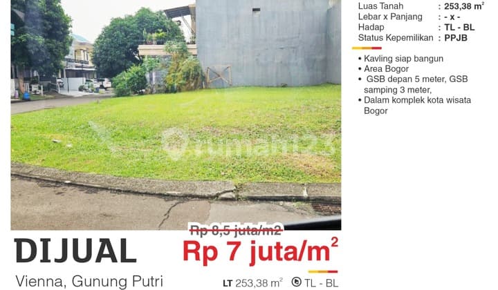 Kavling Hoek Strategis Murah Depan Gerbang Kota Wisata Bogor