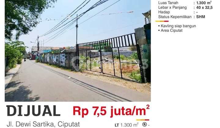 Dijual Tanah Siap Bangun Strategis Murah Jl.Dewi Sartika Ciputat