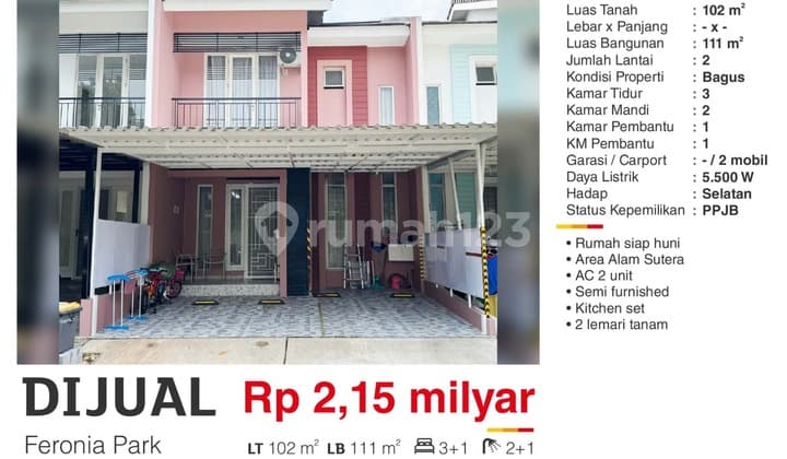 Dijual Rumah Minimalis Modern Terenovasi Feronia Park Alam Sutera