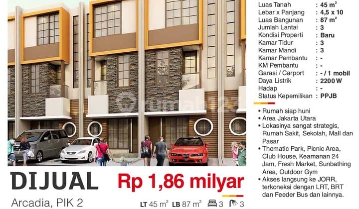 Dijual Rumah 3 Lantai Primary Dibawah Harga Lokasi Strategis Di Pantai Indah Kapuk 2