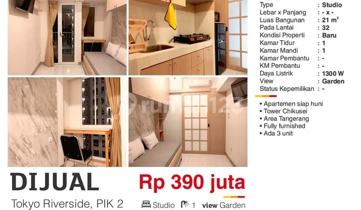 Dijual Apartemen Studio Ff Gaya Jepang Harga Terjangkau di Pik2