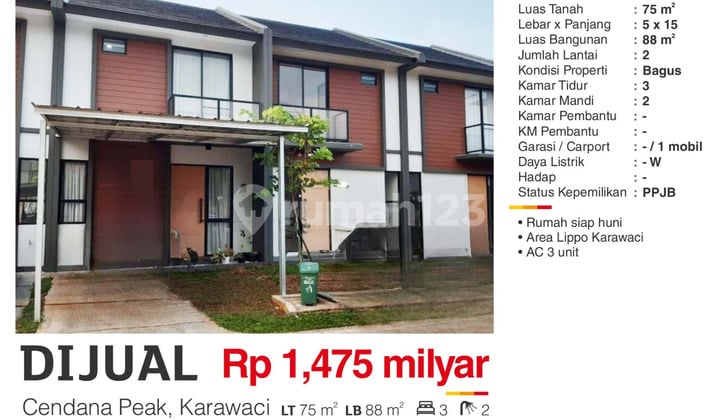For Sale: Nice 2-Story Semi-Furnished House at Cendana Peak Karawaci