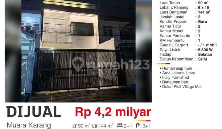 Dijual Rumah Siap Huni Full Furnished SHM di Muara Karang JakUt