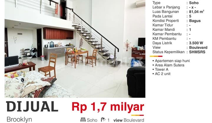 Dijual Apartemen SOHO SHM Dekat Living World Mall Alam Sutera