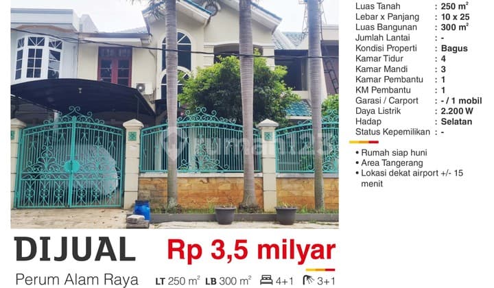 Dijual Rumah Bagus di Perum Alam Raya Dekat Airport Tangerang