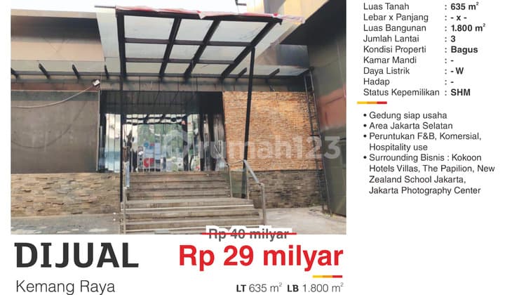 Dijual Ruang Usaha 3 Lantai SHM Murah Banget di Kemang Jaksel