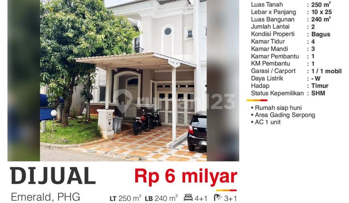 For Sale: Nice 2-Story House with SHM in Emerald Phg Gading Serpong