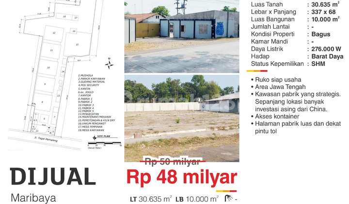 Dijual Pabrik Mebel Bagus Murah Strategis Dekat Tol Brexit Tegal