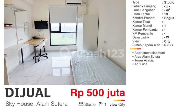 Dijual Apartemen Studio Furnish sebelah JPO dan IKEA Alam Sutera