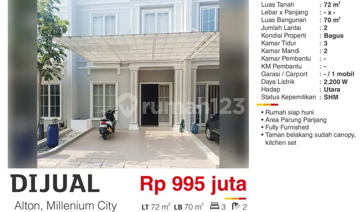 Dijual Rumah Furnished SHM Terenovasi Alton Millenium City Bogor