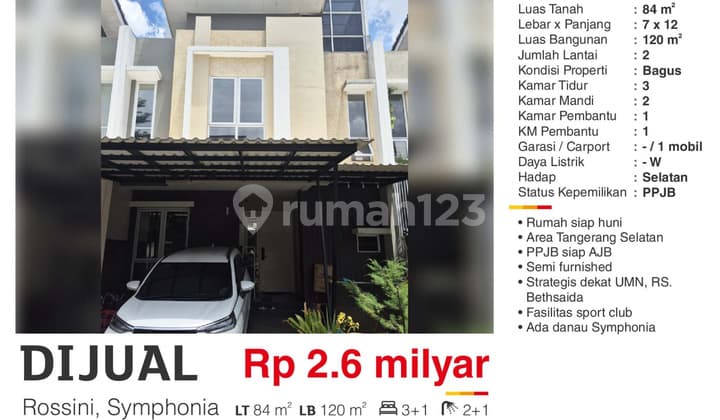 Dijual Rumah Siap Huni Furnish Bagus di Symphonia Gading Serpong