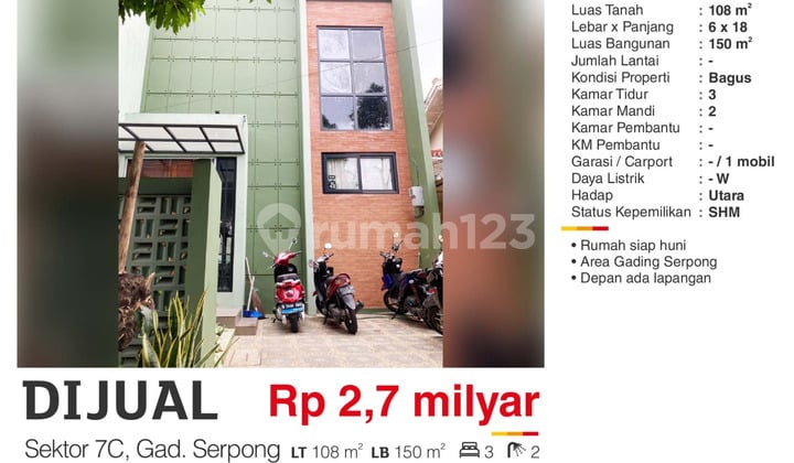 Dijual Rumah Siap Huni Bagus SHM di Sektor Gading Serpong