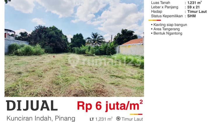 Dijual Kavling Siap Bangun SHM di Kunciran Indah Pinang Tangerang