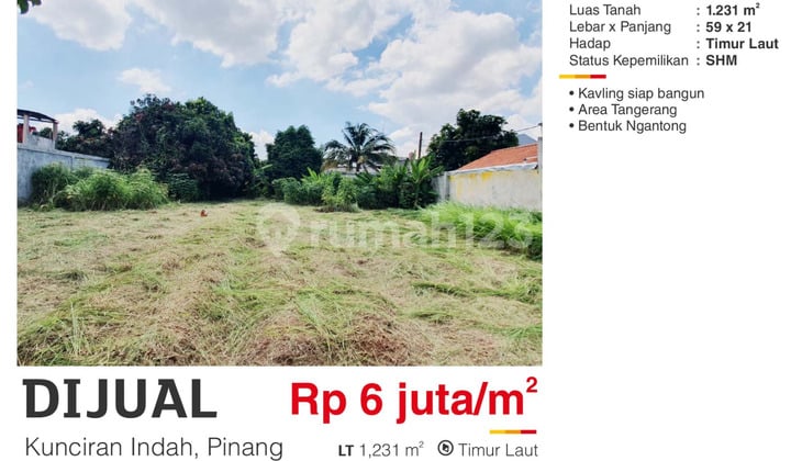 For Sale Build-Ready SHM Plot in Kunciran Indah Pinang Tangerang
