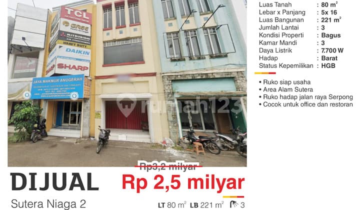 Dijual Ruko 3 Lantai Murah Strategis Dekat Serpong Dan Alsut