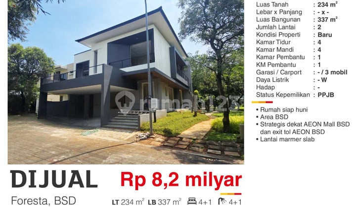 For Sale New Luxury House in Foresta Cluster BSD Near Aeon Mall