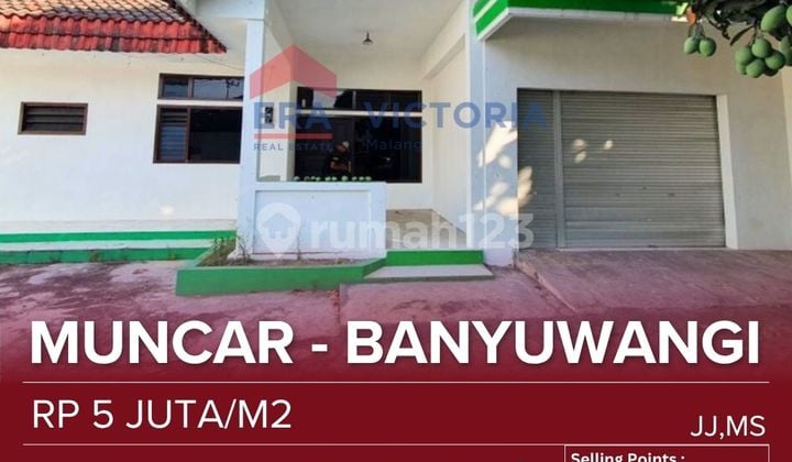 For Sale House by Muncar Main Road. Close to Several Bank Offices, Koramil, Minimarket, Various Businesses and Culinary Spots. Suitable for Both Residence and Business.