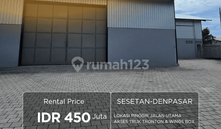 Warehouse for Rent with Tronton Truck Access Roadside in Sesetan, Denpasar