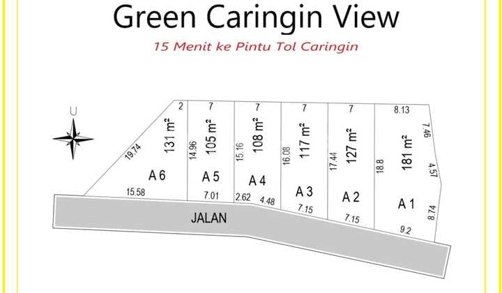 Dekat Akses Tol, Tanah, SHM, Dekat Fasilitas Kesehatan, di Caringin