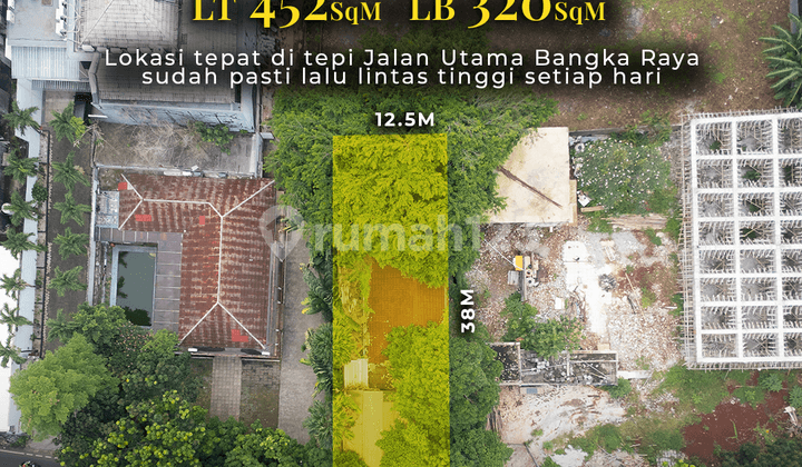 Rumah Hitung Tanah 452m Harga NJOP Pinggir Jalan di Bangka Kemang