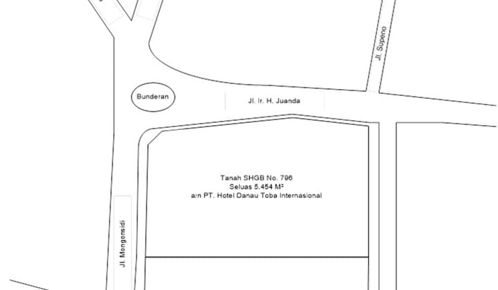 Dijual Hotel Hitung Tanah Lokasi Strategis di Inti Kota Medan