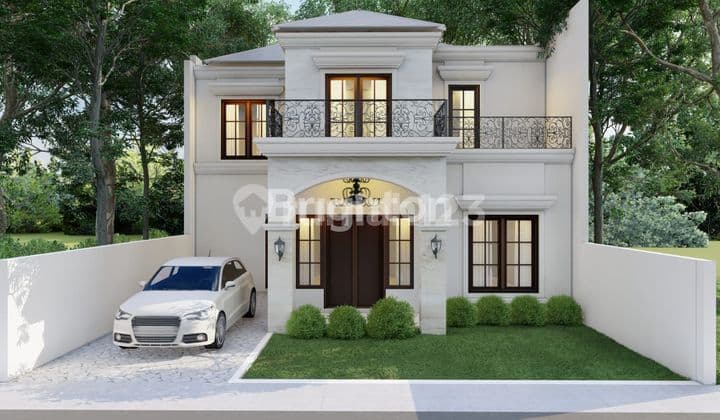Luxury House Finishing Process By the Asphalt Roadside