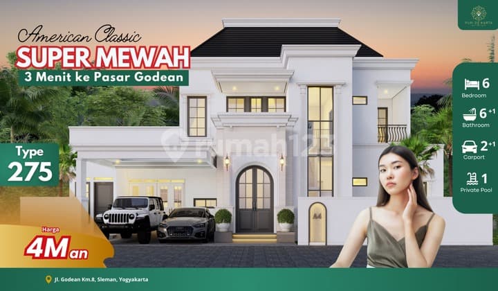 Dijual Rumah Sleman American Classic di Yogyakarta Dekat Malioboro