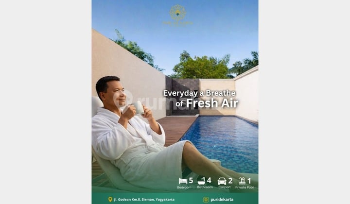 For Sale Luxury House in Godean Km 8 Jogja, 3 Bedrooms with Private Swimming Pool