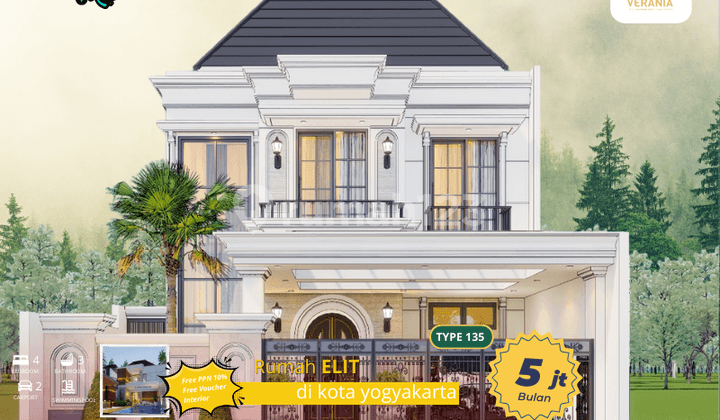 Rumah Mewah Ada 2 Lantai di Area Yogyakarta Dekat Waterpark