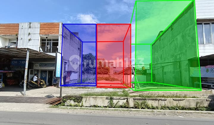 Terusan Buah Batu Cikoneng mainroad kavling ramai siap bangun warna merah dan biru