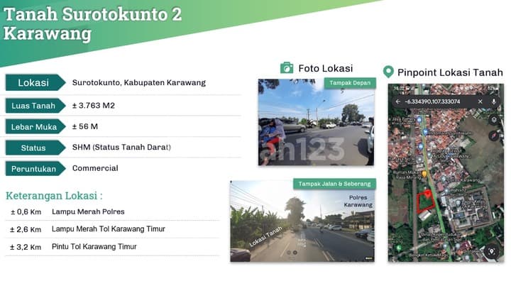 Dijual Murah Tanah di Surotokunto, Kawarang Luas 3.763m2