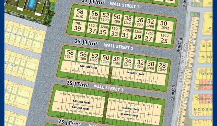 Tanah Komersial Wallstreet Hadap Jalan Besar Kawasan Elit Pik 2