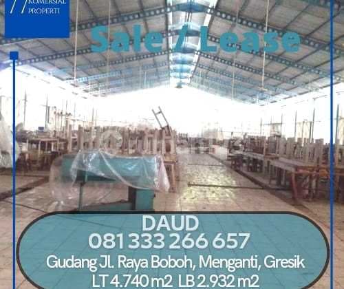 Cheap Price Drop Warehouse for Sale for Rent on Jalan Raya Boboh, Menganti, Gresik
