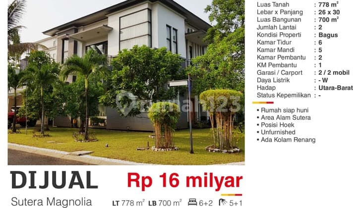 Rumah Bagus Di Alam Sutera Sangat Asri Siap Huni