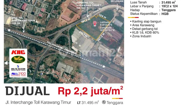Kavling di Karawang Timur Siap Bangun 31495 M² Kavling di Karawang Timur Siap Bangun 31495 M²
