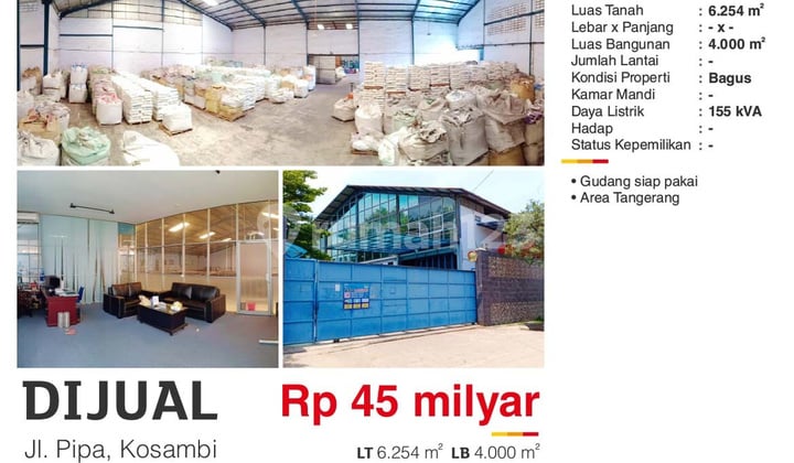 Gudang Bagus di Area Tangerang Siap Pakai Gudang Bagus di Area Tangerang Siap Pakai